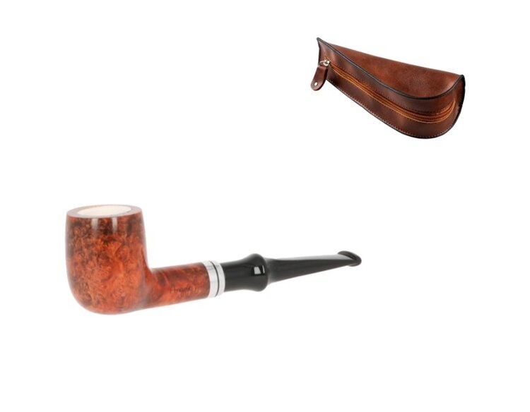 Angelo Angelo Billiard Bruyère-Pfeife mit Meerschaumeinsatz und Tasche