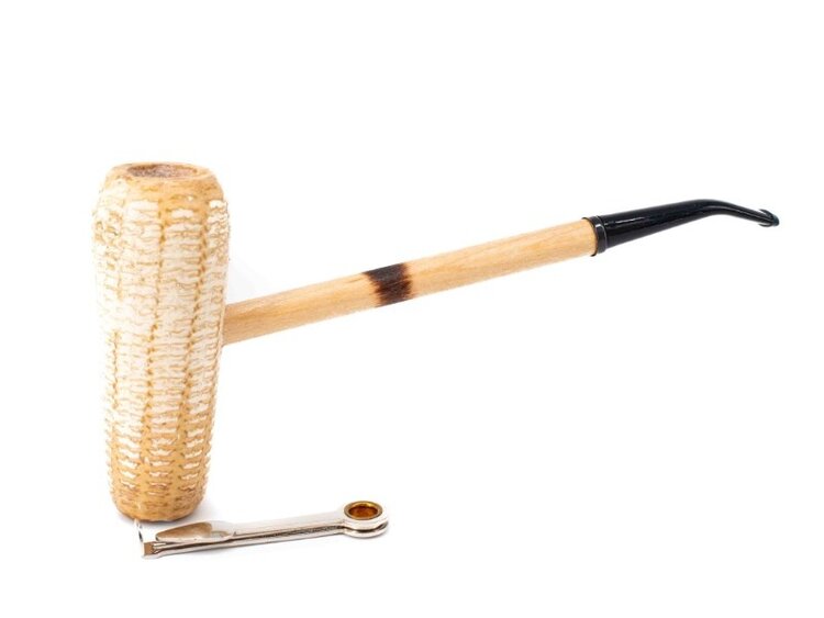 Missouri Meerschaum Company Missouri Meerschaum Company MacArthur 5-Star Polished Maiskolbenpfeife, lang gebogen