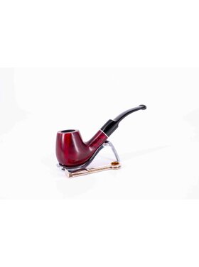 Padonio Silver Ring 2024 Bent-Billiard-Pfeife, rotbraun