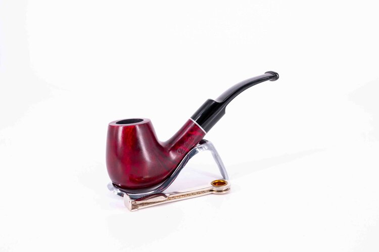 Padonio Padonio Silver Ring 2024 Bent-Billiard-Pfeife, rotbraun