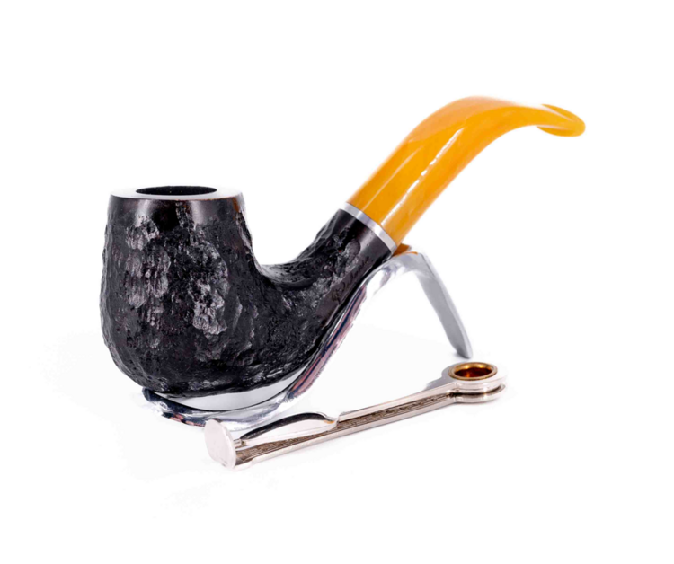 Padonio Padonio Black Rustic Yellow Bruyère-Pfeife, gebogen (3)