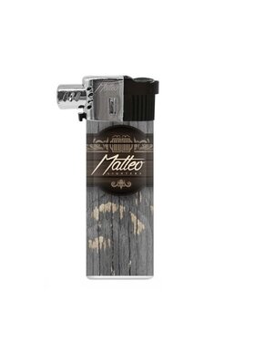 Matteo Pfeifenfeuerzeug nachfüllbar, Holzoptik grau