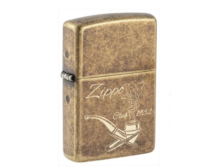 Zippo Zippo Pipe Club 1932 Antique Brass Pfeifenfeuerzeug, graviert