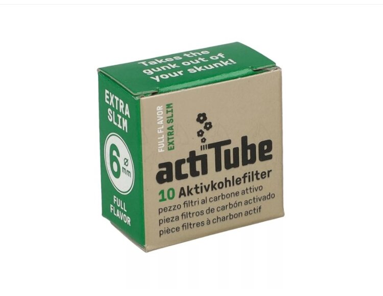 Extra Slim Aktivkohle-Pfeifenfilter 6 mm, 10 Stück