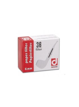Denicotea Pfeifenfilter 6 mm, Cellulose, 36 Stück