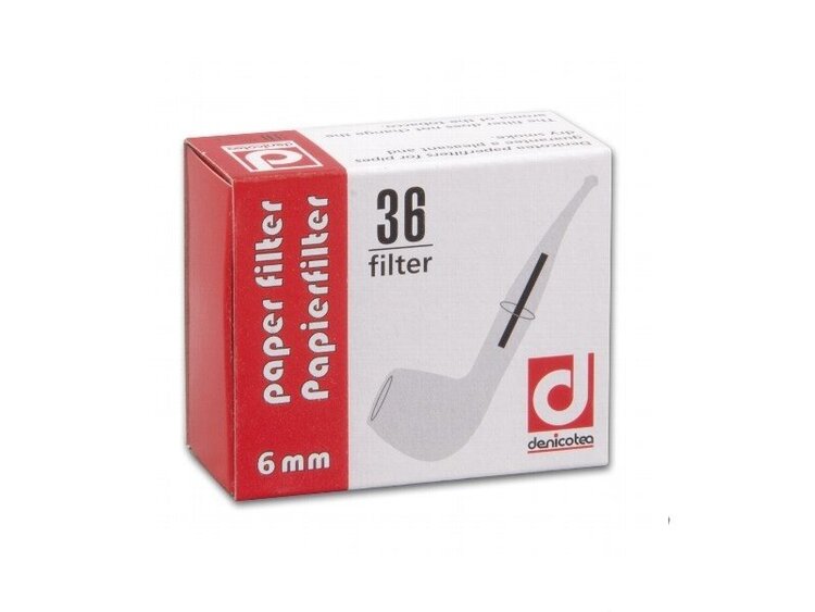 Denicotea Denicotea Pfeifenfilter 6 mm, Cellulose, 36 Stück