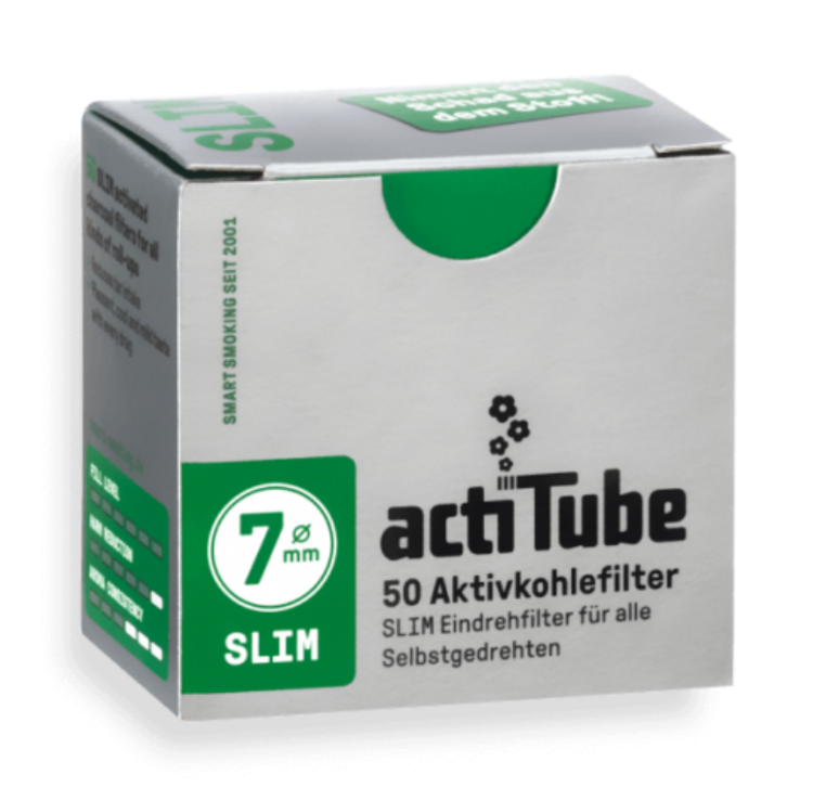 Slim Aktivkohle-Pfeifenfilter 7 mm, 50 Stück