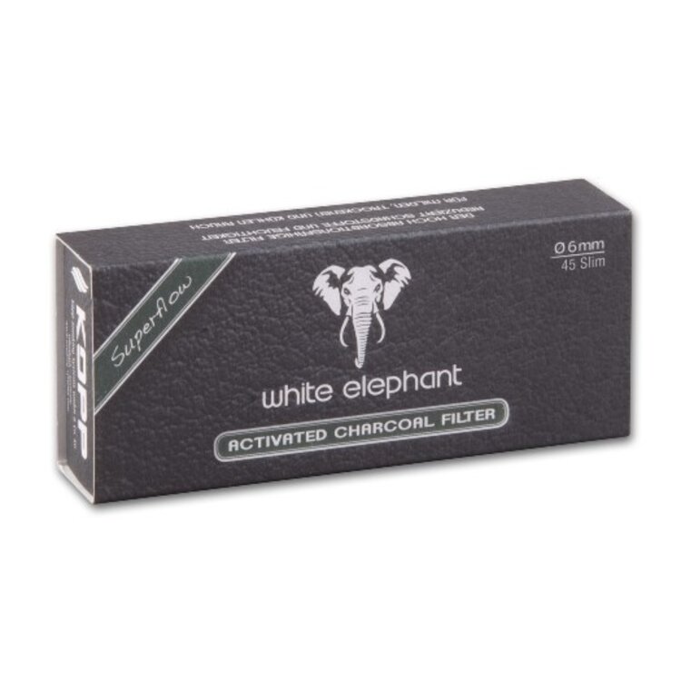 White Elephant White Elephant Superflow Aktivkohle-Pfeifenfilter 6 mm, 45 Stück