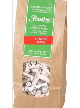 Passatore Aktivkohle-Pfeifenfilter 9 mm, 180 + 20 Stück