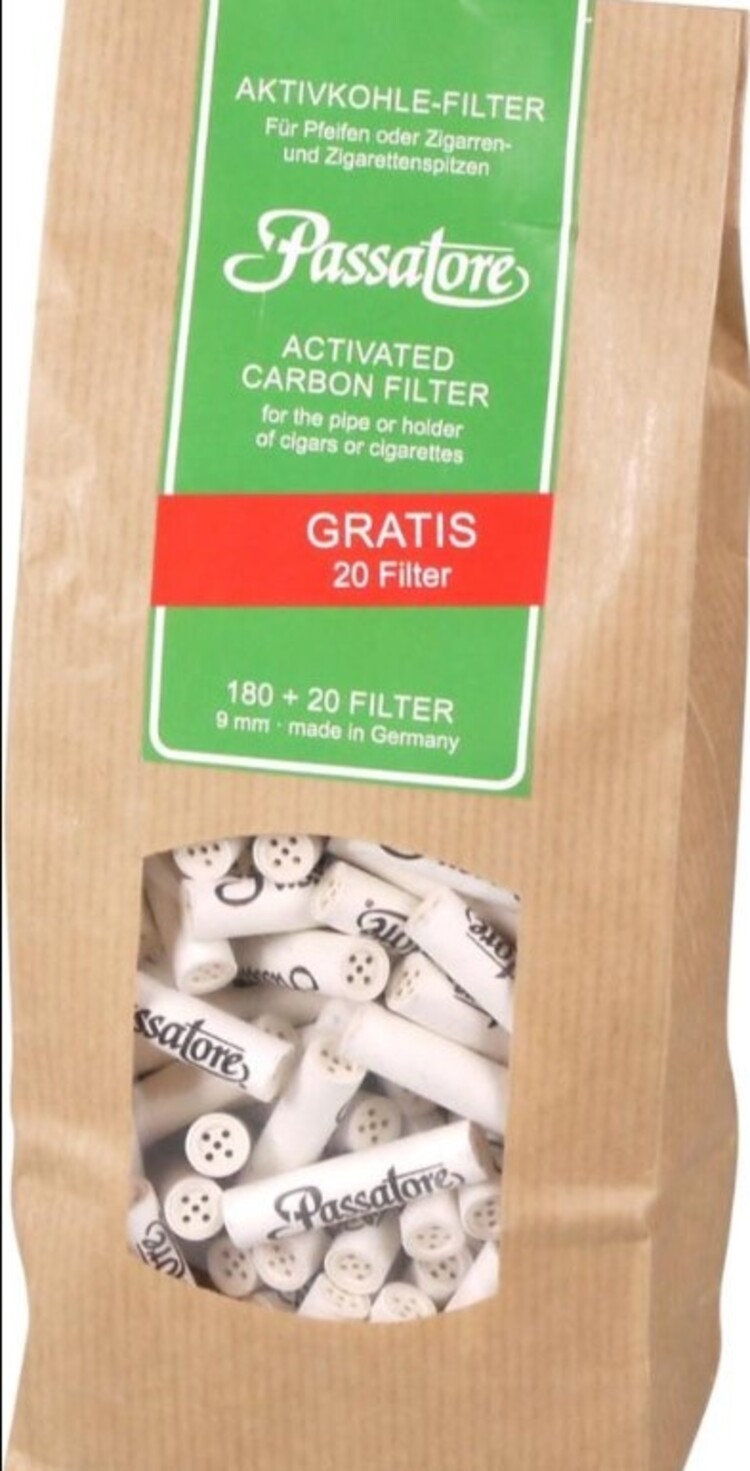 Passatore Passatore Aktivkohle-Pfeifenfilter 9 mm, 180 + 20 Stück