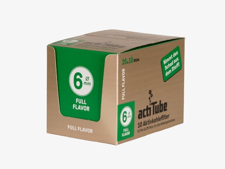 Extra Slim Aktivkohle-Pfeifenfilter 6 mm, 20 x 10 Stück