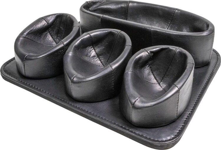 Padonio Padonio Pfeifenständer für 3 Pfeifen, schwarzes Leder