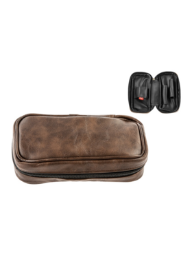Padonio Kunstledertasche für 2 Pfeifen, dunkelbraun