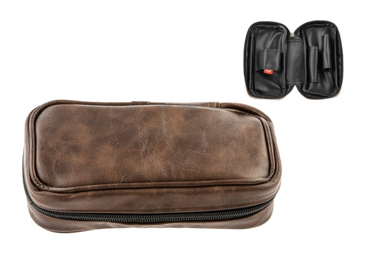 Padonio Padonio Kunstledertasche für 2 Pfeifen, dunkelbraun
