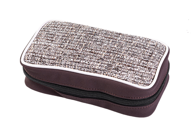 Angelo Angelo Stofftasche für 2 Pfeifen, braun, mit Tabakfach