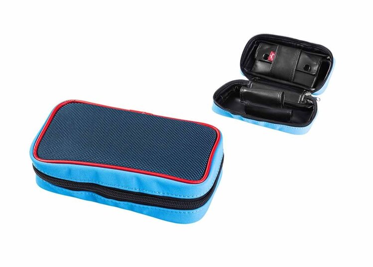 Angelo Angelo Pfeifentasche für 2 Pfeifen, Neonblau/Rot
