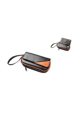 Angelo Kunstledertasche für 2 Pfeifen, schwarz-braun