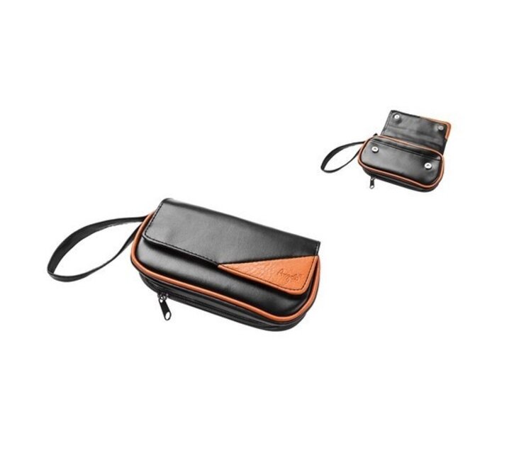Angelo Angelo Kunstledertasche für 2 Pfeifen, schwarz-braun