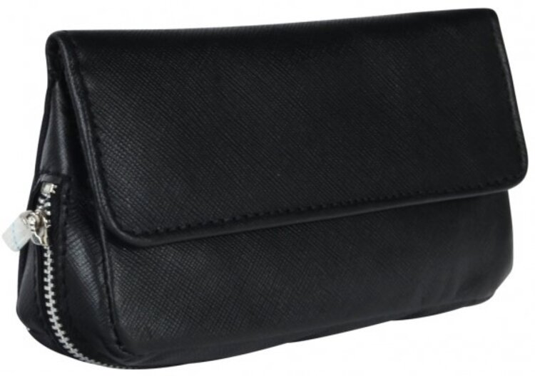 Padonio Padonio Weiche Ledertasche für 2 Pfeifen, schwarz, Tabakfach