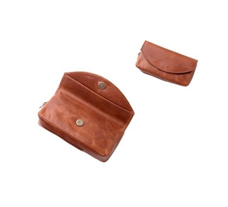 Angelo Angelo Ledertasche für 1 Pfeife, braun, aromadichtes Tabakfach