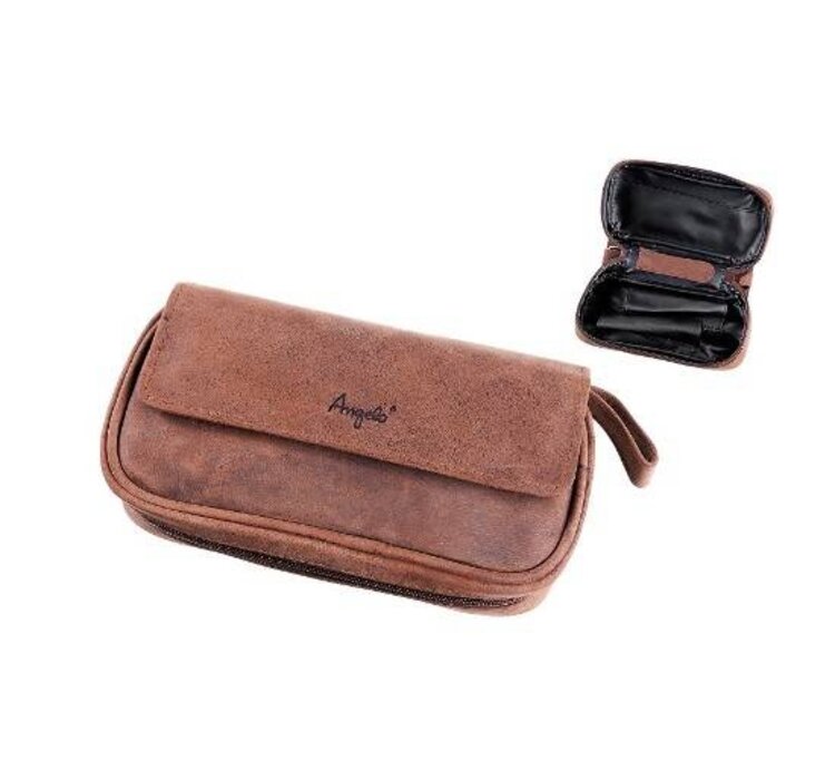Angelo Angelo Veloursleder-Pfeifentasche für 2 Pfeifen, braun