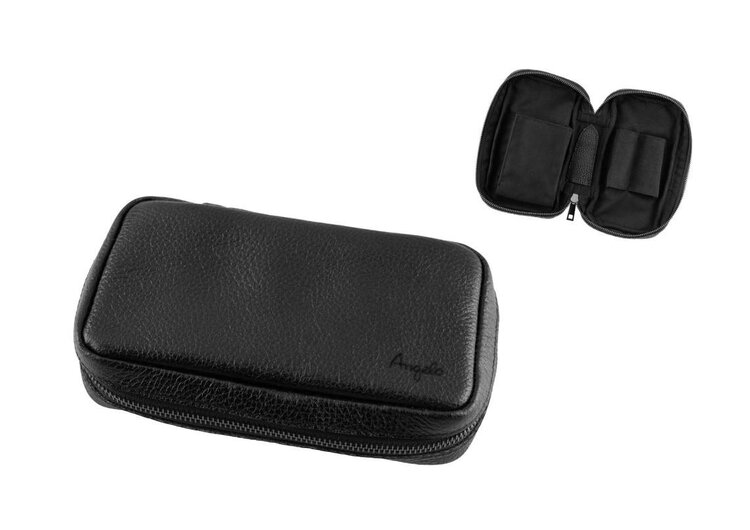 Angelo Angelo Pfeifentasche für 2 Pfeifen, Leder, Schwarz