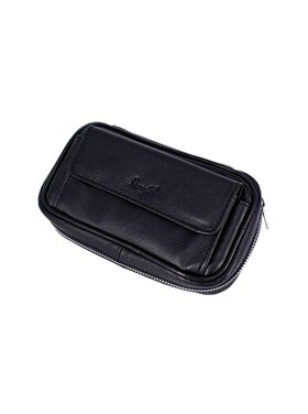 Angelo Ledertasche für 3 Pfeifen, schwarz, Frontfach
