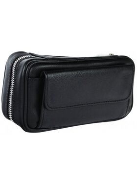 Padonio Ledertasche für 3 Pfeifen, schwarz, Tabakfach