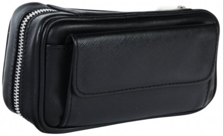 Padonio Padonio Ledertasche für 3 Pfeifen, schwarz, Tabakfach