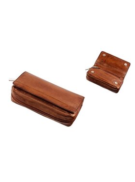 Angelo Ziegenledertasche für 2 Pfeifen, braun, Tabakfach