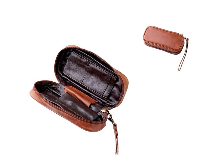Angelo Angelo Pfeifentasche für 2 Pfeifen, Leder, Braun (Art. A-832120)
