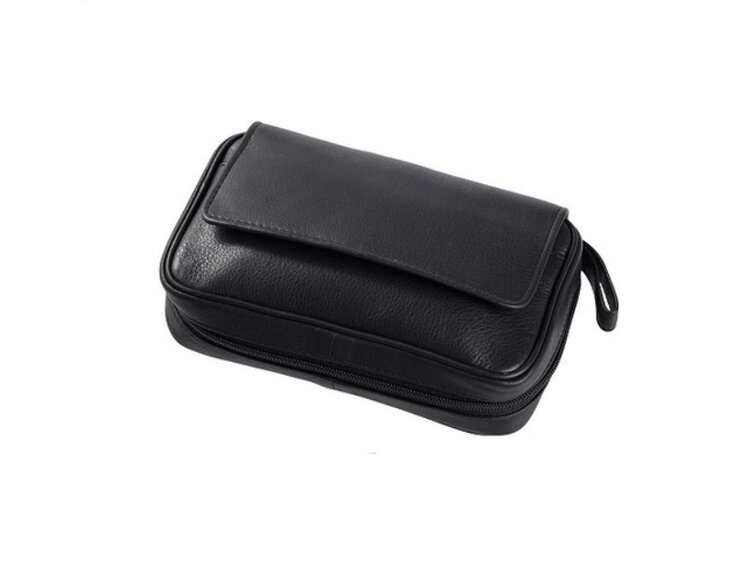 Angelo Angelo Pfeifentasche für 3 Pfeifen, Leder, schwarz