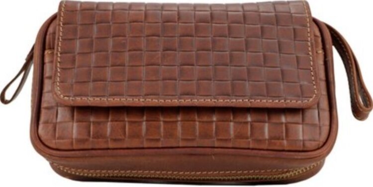 Padonio Padonio Ledertasche für 2 Pfeifen, braun, gesteppt, Tabakfach