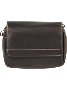 Padonio Ledertasche für 4 Pfeifen, braun, mit Zubehörfächern