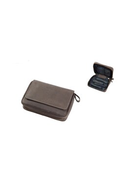 Angelo Pfeifentasche für 4 Pfeifen, Leder, Braun