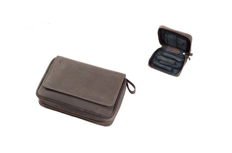 Angelo Angelo Pfeifentasche für 4 Pfeifen, Leder, Braun