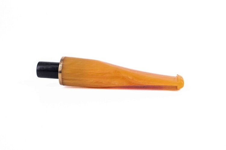 Padonio Padonio Pfeifenmundstück gerade, gelb, Goldring, Acryl (Nr. 18)