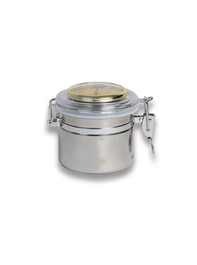 Chacom Tabakdose Edelstahl mit Hygrometer und Befeuchter, 9,5 cm