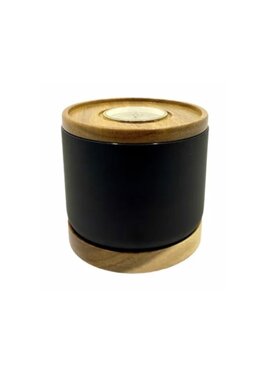 Adorini Tabaktopf, matt schwarz, mit Hygrometer