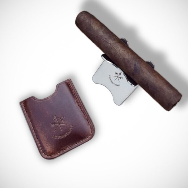 Les Fines Lames Les Fines Lames Zigarrenhalter mit Kalbsleder-Etui Cognac für 1 Zigarre