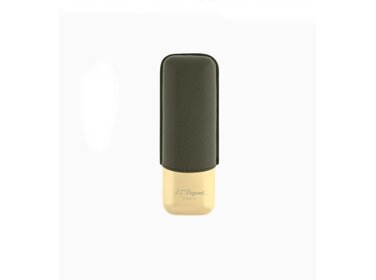 S.T. Dupont  Etui Leder Khaki Grained & Gold für 2 Zigarren