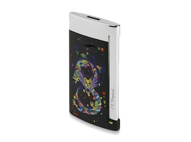 S.T. Dupont Slim 7 Dragon Feuerzeug Schwarz/Chrom 027777