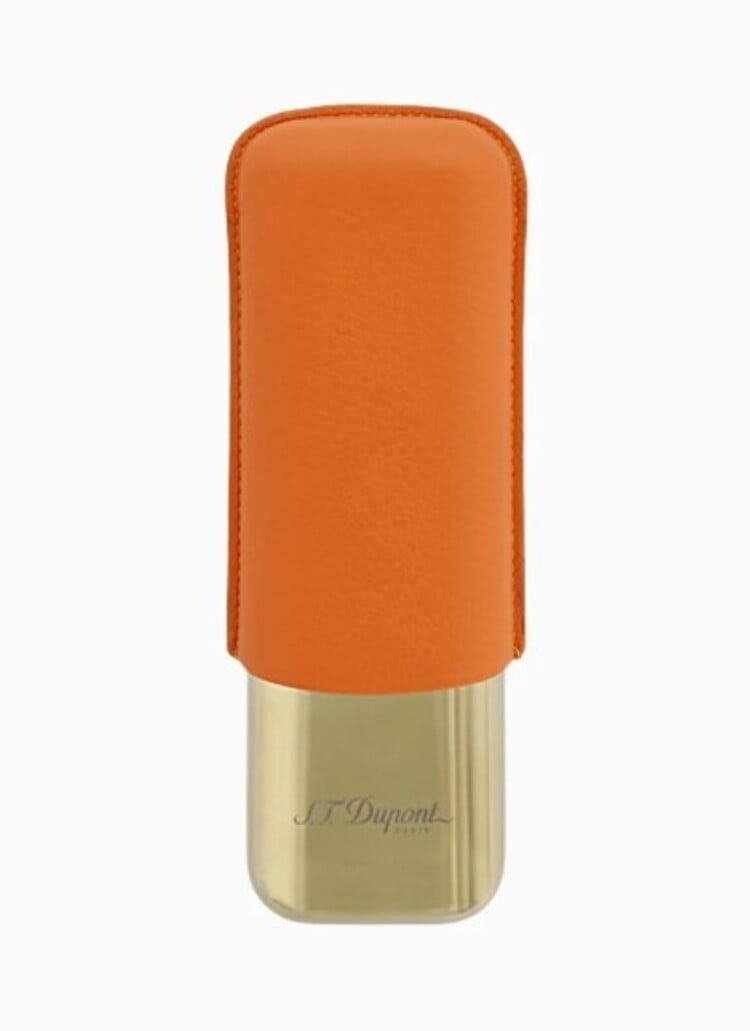 S.T. Dupont S.T. Dupont Zigarrenetui Leder Orange/Gold für 2 Zigarren 183256