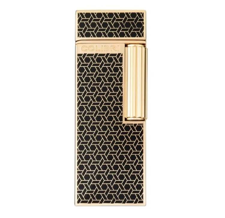 Colibri Colibri Continental Feuerzeug Gold mit Muster mit Softflamme