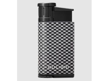 Colibri  Feuerzeug Evo CF Weiss/Silber mit Schrägflamme Karbon