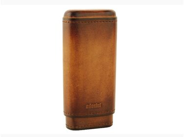 Adorini Vintage Braun Zigarrenetui Echtleder für 2-3 Zigarren