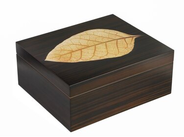 Adorini Humidor Verona Deluxe Dunkelbraun gestreift Tabakblatt-Motiv