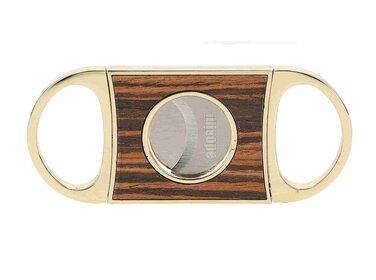 Adorini Doppelklingen Zigarrenschneider Gold Ebenholz mit Ledertasche