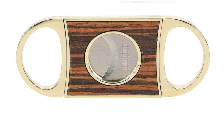 Adorini Adorini Doppelklingen Zigarrenschneider Gold Ebenholz mit Ledertasche