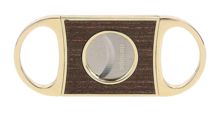 Adorini Adorini Doppelklingen Zigarrenschneider Gold Eichenholz mit Ledertasche